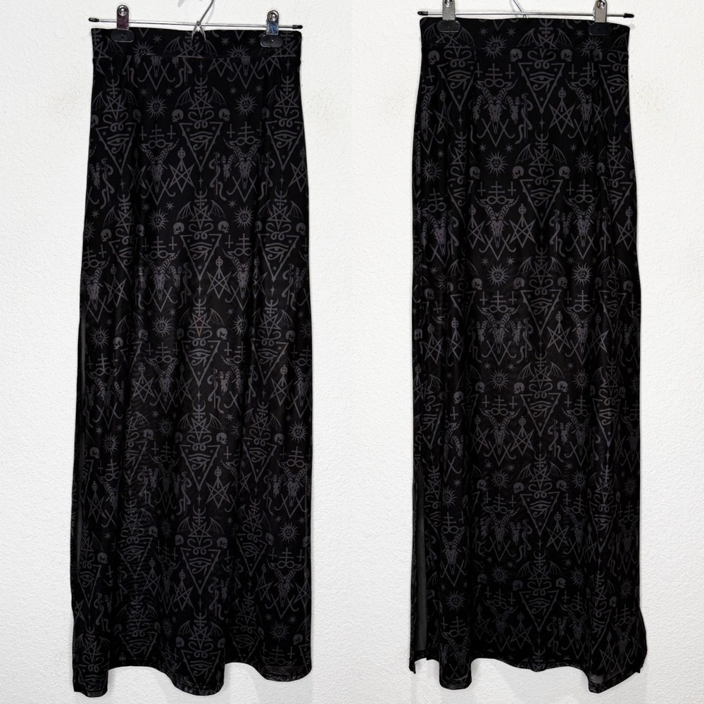Killstar Baphy Maxi Sheer Stretch Mesh Skirt Skulls Witchy Goth Punk — image 4 of 7